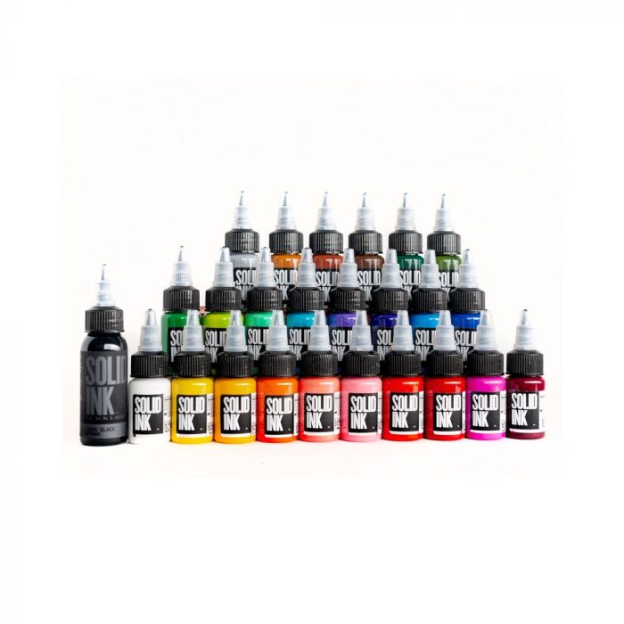 Solid Ink - 25 Color Travel Set 1/2oz Bottles - Ultimate Tattoo Supply