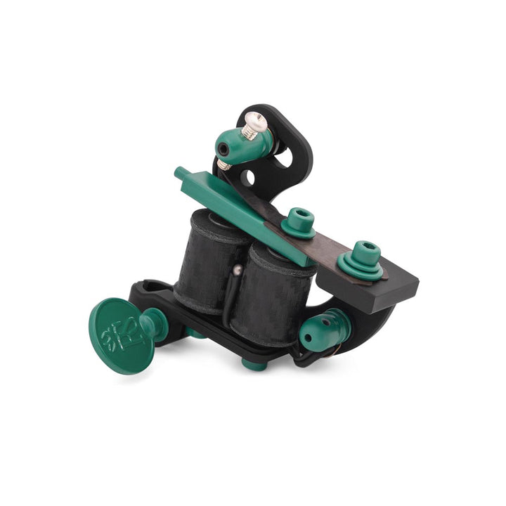 Right Stuff Lucky TrueLiner ALU Coil Tattoo Machine — Black/Green - Ultimate Tattoo Supply