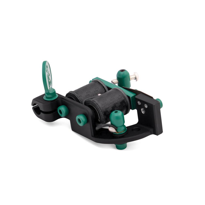 Right Stuff Lucky TrueLiner ALU Coil Tattoo Machine — Black/Green - Ultimate Tattoo Supply