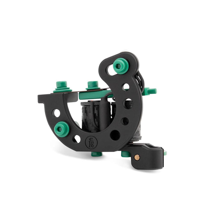 Right Stuff Lucky TrueLiner ALU Coil Tattoo Machine — Black/Green - Ultimate Tattoo Supply