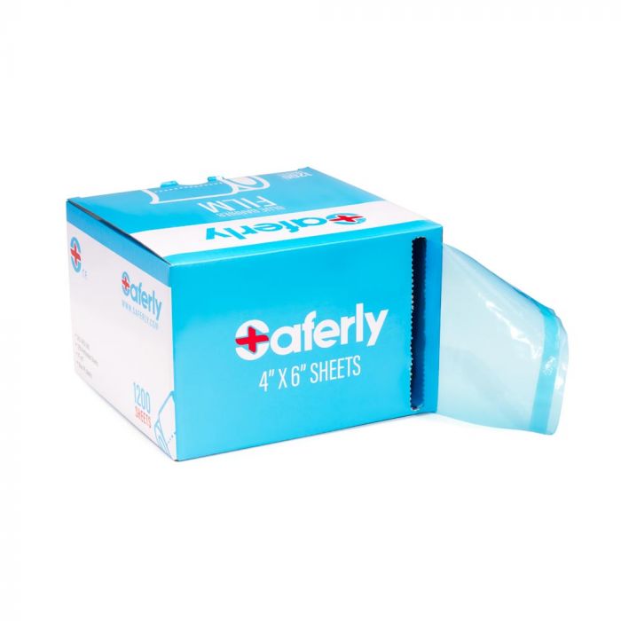 Saferly Medical Blue Barrier Film — 4" x 6" — One Roll of 1200 Perforated Sheets