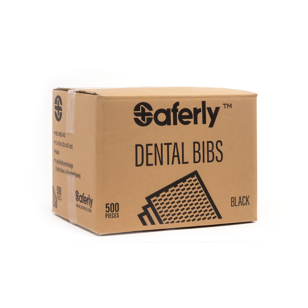 Saferly Medical Black Dental Bibs — 13” x 18” — Case of 500 - Ultimate Tattoo Supply
