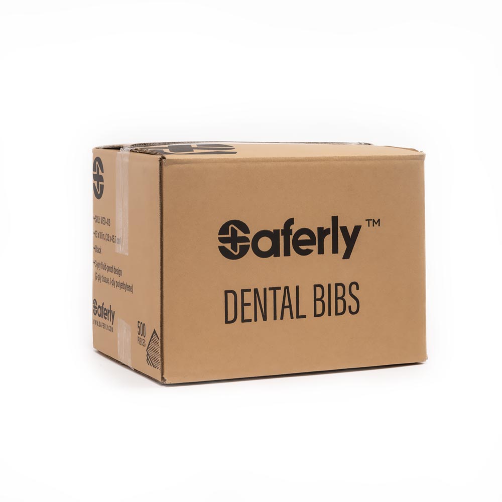 Saferly Medical Black Dental Bibs — 13” x 18” — Case of 500 - Ultimate Tattoo Supply