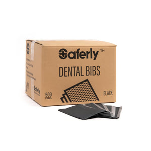 Saferly Medical Black Dental Bibs — 13” x 18” — Case of 500 - Ultimate Tattoo Supply
