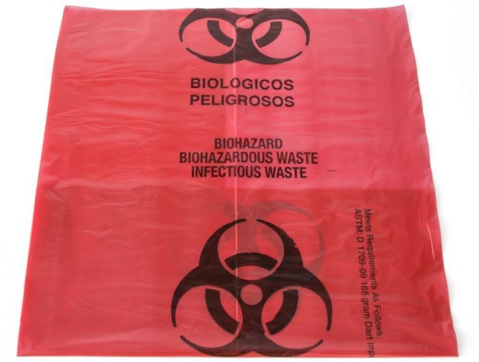 Biohazard Red 10 Gallon Bags — Box of 100