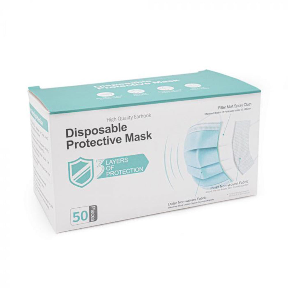 Blue Disposable Face Masks - Box of 50 - Ultimate Tattoo Supply