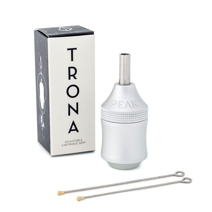 Peak Trona Aluminum Adjustable Cartridge Grip - Silver - 34mm - Ultimate Tattoo Supply