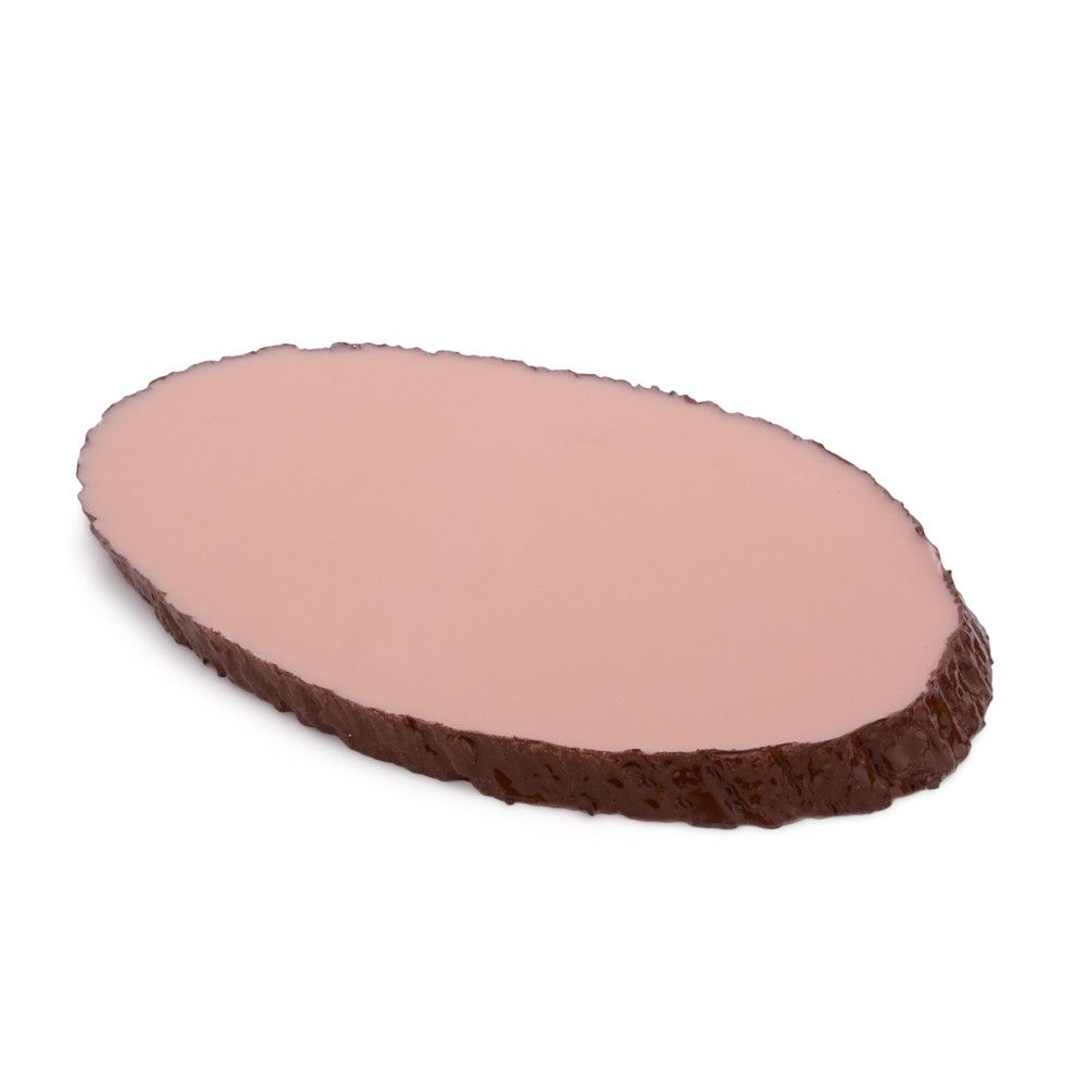 Tattooable flesh designed to look like a slab of wood cut from a branch. This product is posed in front of a white background.