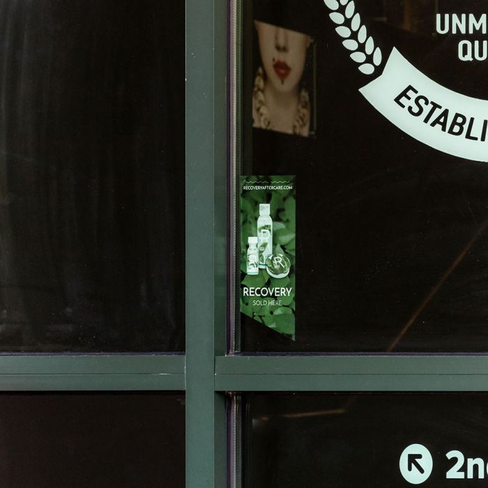 Recovery Sold Here Window Cling — Leaves Background — Price Per 1 - Ultimate Tattoo Supply