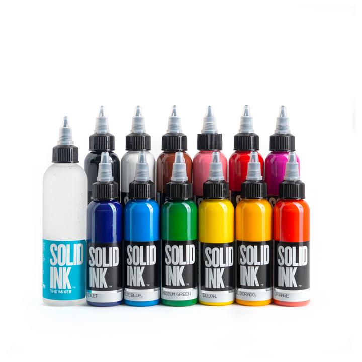 Solid Ink - 12 Color Spectrum Set 1oz Bottles - Ultimate Tattoo Supply