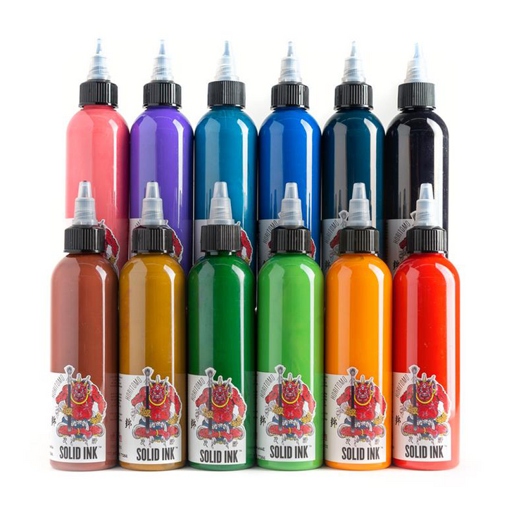 Solid Ink - Horitomo 12 Color Set 4oz Bottles - Ultimate Tattoo Supply