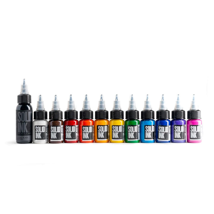 Solid Ink - 12 Color Mini Travel Set 1/2oz Bottles - Ultimate Tattoo Supply