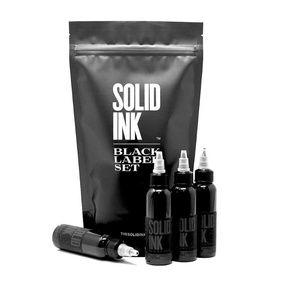 Solid Ink - Black Label 4 Bottle Grey Wash Set 1oz Bottles - Ultimate Tattoo Supply