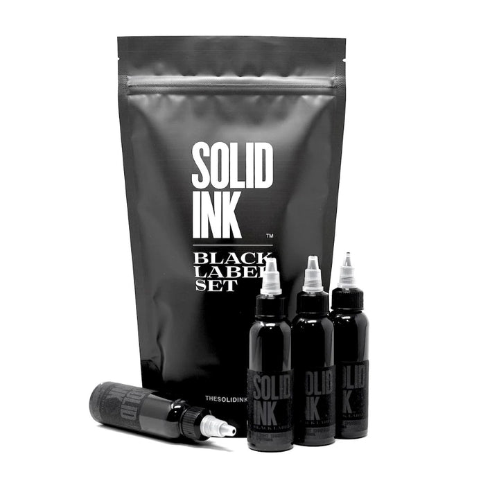 Solid Ink - Black Label 4 Bottle Grey Wash Set 1oz Bottles - Ultimate Tattoo Supply