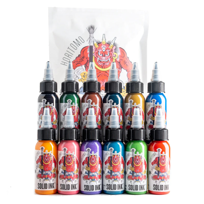 Solid Ink - Horitomo 12 Color Set 1oz Bottles - Ultimate Tattoo Supply