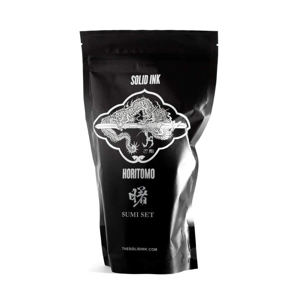 Solid Ink - Horitomo 4 Bottle Sumi Set - Pick Size - Ultimate Tattoo Supply