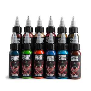 Solid Ink - Victor Chil 12 Color Set 1oz Bottles - Ultimate Tattoo Supply
