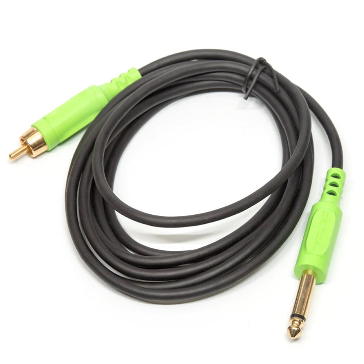 Critical Magnetic Straight RCA Cord (7') Green and Black - Ultimate Tattoo Supply